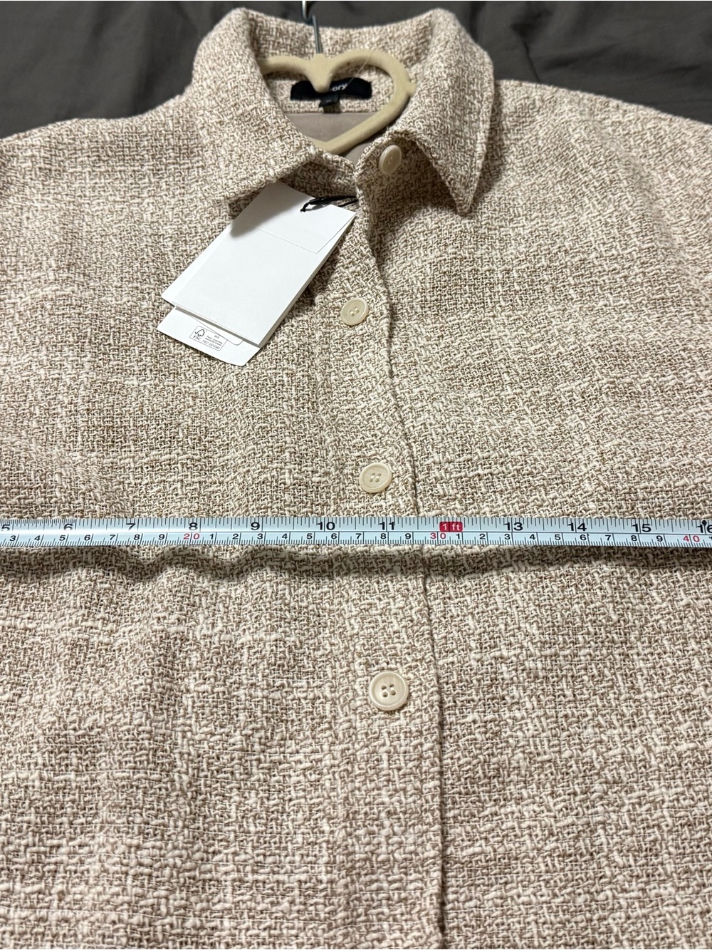 Theory Neutral Tweed Short-Sleeve Button Dress - Picture 4 of 6